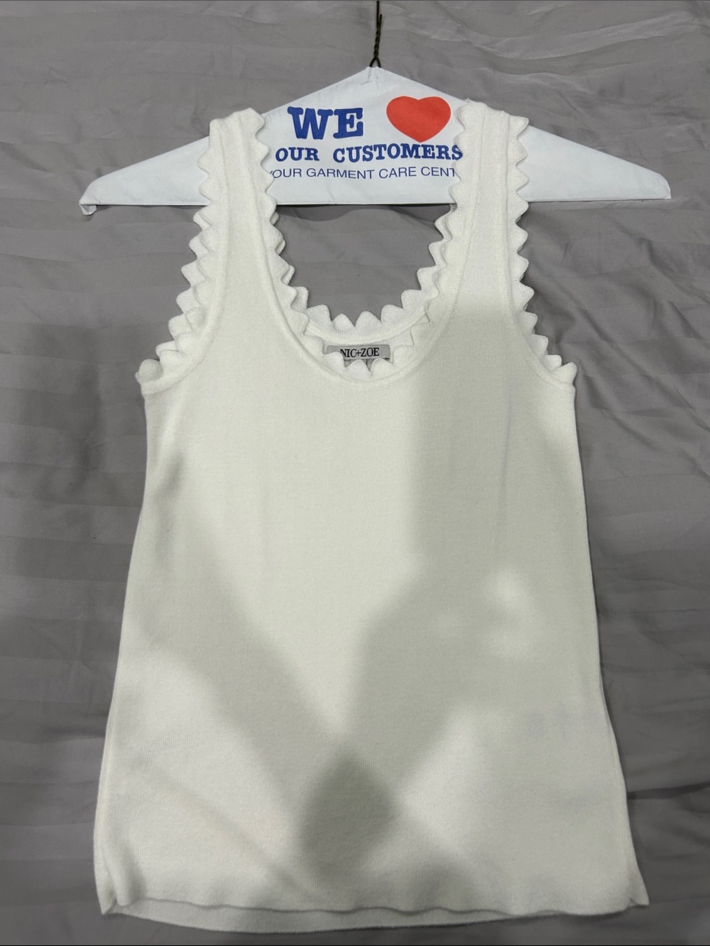 NIC+ZOE Ivory Cream Scallop-Edge Knit Camisole Tank S
